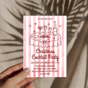 Elegante rosa gestreifte Weihnachts-Cocktailparty Einladung