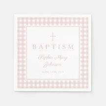 Elegante rosa Gingham Mädchen Taufe