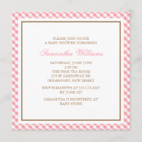 Elegante rosa Gingham-Muster-Babyparty
