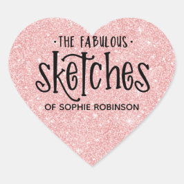 Elegante Rosa Girly Glitzer Business Herz-Aufkleber