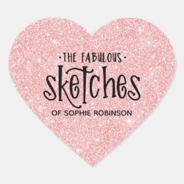 Elegante Rosa Girly Glitzer Business Herz-Aufkleber