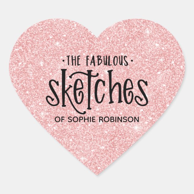 Elegante Rosa Girly Glitzer Business Herz-Aufkleber (Vorderseite)