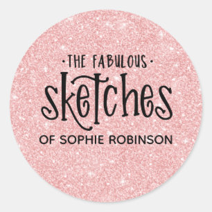 Elegante Rosa Girly Glitzer Business Runder Aufkleber