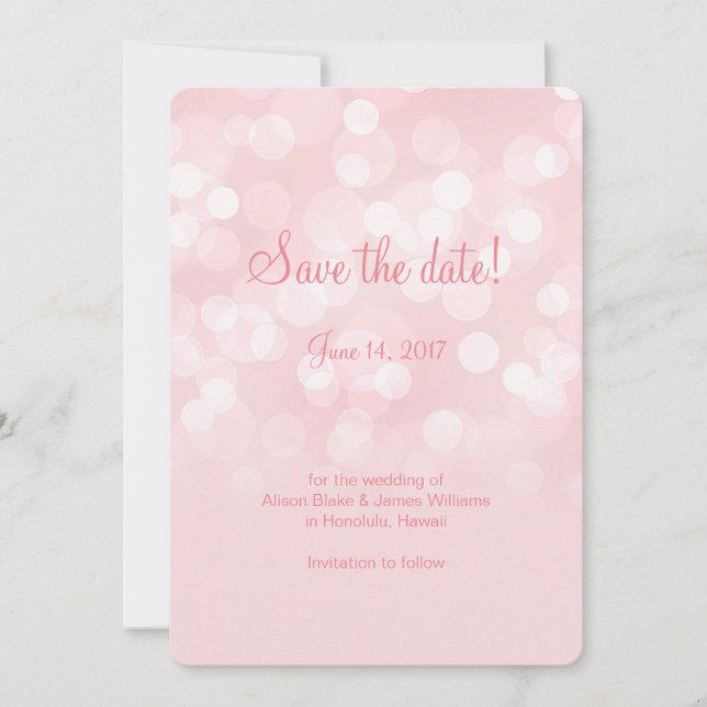 Elegante, rosa, glitzernde Buch-Save the Date-Kart Save The Date (Vorderseite)
