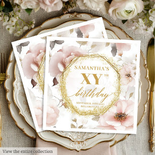 Elegante Rosa Gold 90 Geburtstagsservietten Indivi Serviette