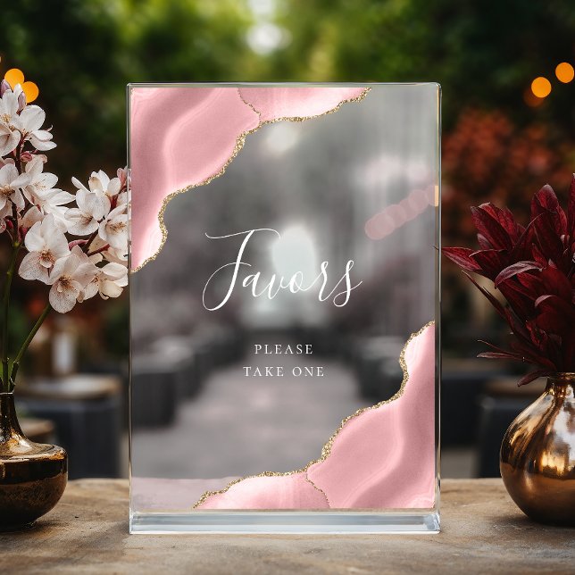 Elegante Rosa Gold Agate Gastgeschenke Hochzeiten Acrylschild (Von Creator hochgeladen)