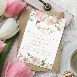 Elegante Rosa Gold Floral Wedding Choice RSVP Karte