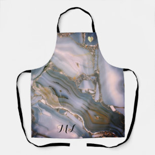 Elegante Rosa Gold Mit Monogramm Schürze mit Herz