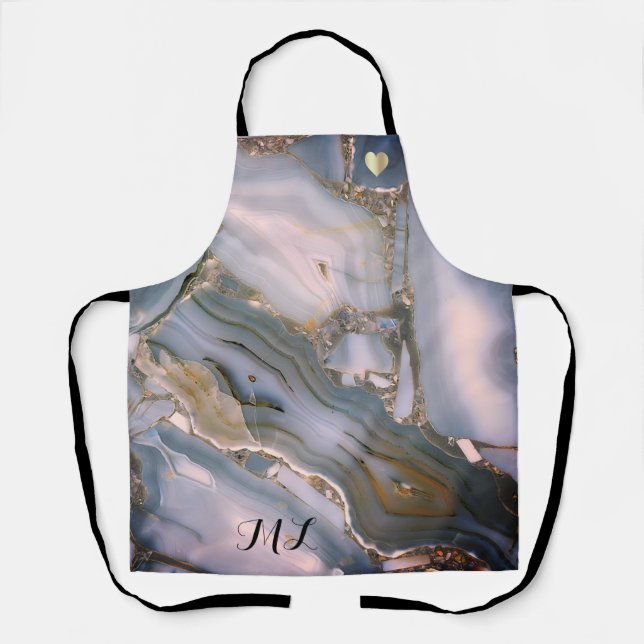 Elegante Rosa Gold Mit Monogramm Schürze mit Herz (Vorderseite)