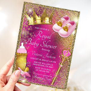 Elegante Rosa Gold Princess Kinderdusche Einladung