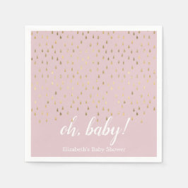 Elegante Rosa & Gold Raindrops Baby Dusche Serviette