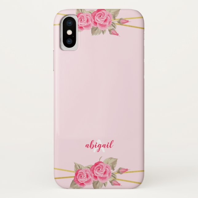 Elegante Rosa & Gold Rose Case-Mate iPhone Hülle (Rückseite)