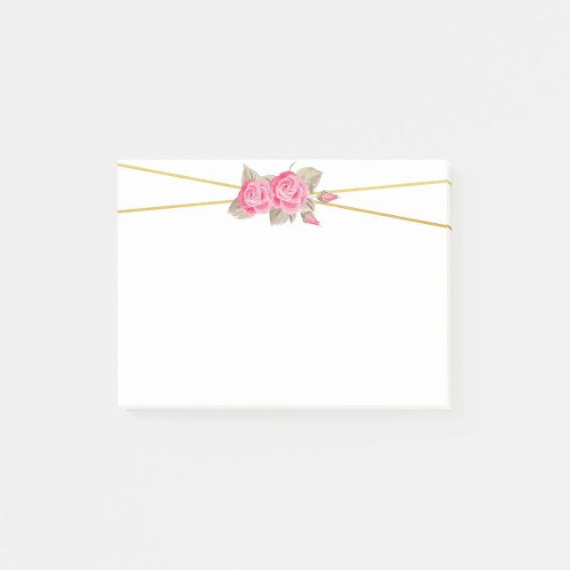 Elegante Rosa & Gold Rose Post-it Klebezettel (Vorderseite)