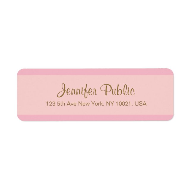 Elegante Rosa Gold Script Template Rücksendeadress (Vorne)