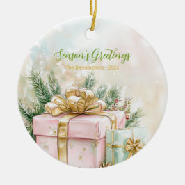 Elegante Rosa Gold Vintage Weihnachten Keramik Ornament