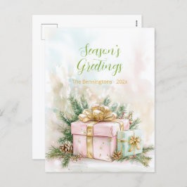 Elegante Rosa Gold Vintage Weihnachten Postkarte