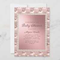 Elegante Rosa Gold Weiße Perlen Baby Dusche in