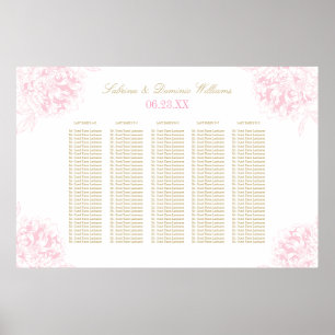Elegante Rosa-Golden-Blütenpiel Hochzeit Poster