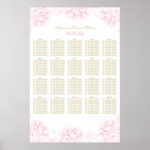 Elegante Rosa-Golden-Blütenpiel Hochzeit Poster