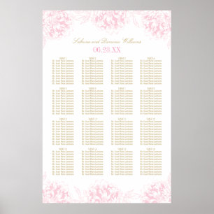 Elegante Rosa-Golden-Blütenpiel Hochzeit Poster