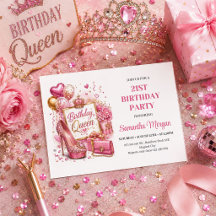 Elegante rosa goldene Glitter-Geburtstags-Queen-Pa