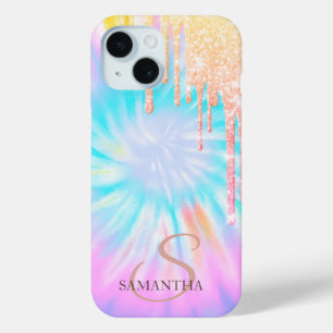 Elegante rosa goldene Glitter-Tropfen Tie-Dye Case-Mate iPhone Hülle