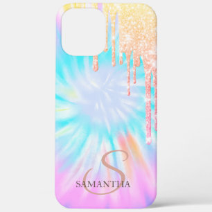Elegante rosa goldene Glitter-Tropfen Tie-Dye Case-Mate iPhone Hülle