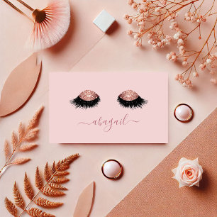 Elegante rosa-goldene Glitter-Wimpern Makeup-Artis Visitenkarte