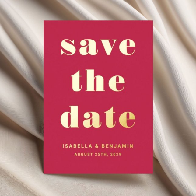 Elegante rosa goldene Hochzeit speichert die Datum Folieneinladung (Elegant Pink Gold Wedding Save The Date Card)