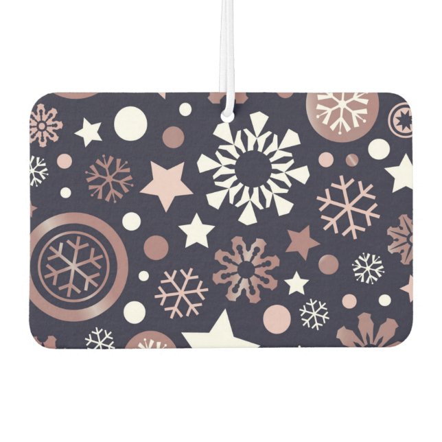 Elegante rosa goldene metallische Winterschneefloc Autolufterfrischer (Vorderseite)