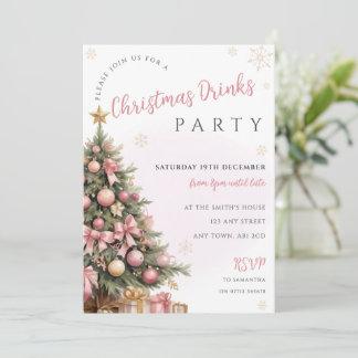 Elegante rosa goldene Weihnachtsbaum-Party-Einladu Einladung
