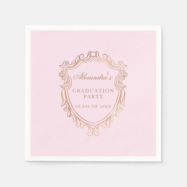 Elegante rosa Graduierungspartei Serviette (Vorderseite)