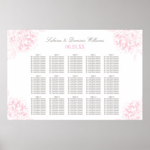 Elegante Rosa Graue Blütenpferde Hochzeit Poster