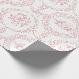 Elegante rosa gravierte florale Medaillons und Gir Geschenkpapier