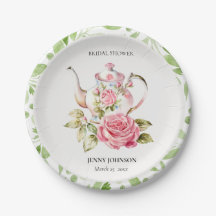 Elegante rosa grüne Blumen Hochzeitsdusche