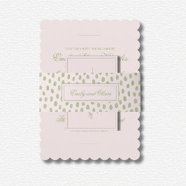 Elegante rosa grüne Punkte Hochzeit Einladungsbanderole