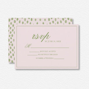 Elegante rosa grüne Punkte Hochzeit RSVP Karte