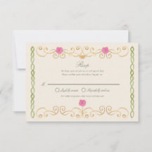 Elegante rosa grüne und goldene handgezeichnete RS