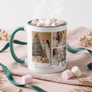 Elegante rosa-grüne Wasserfarbe-Schleife Weihnacht Tasse