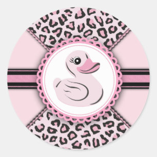 Elegante rosa Gummi Duck Baby Shower Stickers