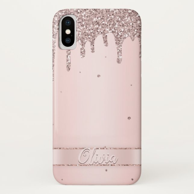 Elegante, rosa, gürtelförmige Glitzer Case-Mate iPhone Hülle (Rückseite)