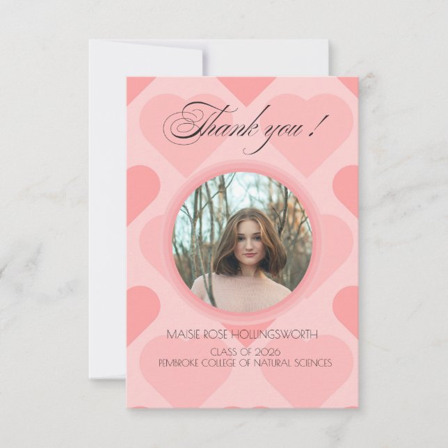 Elegante rosa Herzen Abschluss Danke (Vorderseite)