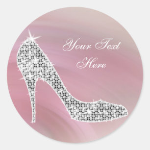 Elegante rosa High Heel Schuhaufkleber Runder Aufkleber