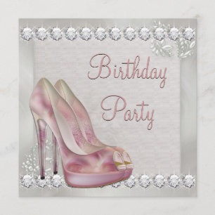 Elegante Rosa High Heel Shoe Geburtstagsparty Einladung