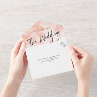 Elegante, rosa Hochzeit in einer Einladung