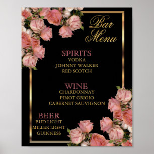 Elegante rosa Hochzeiten - Bar Menu Poster
