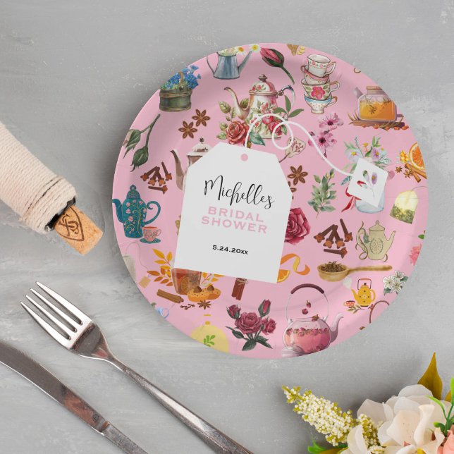 Elegante rosa Hochzeits- Tea Party  Pappteller (Von Creator hochgeladen)