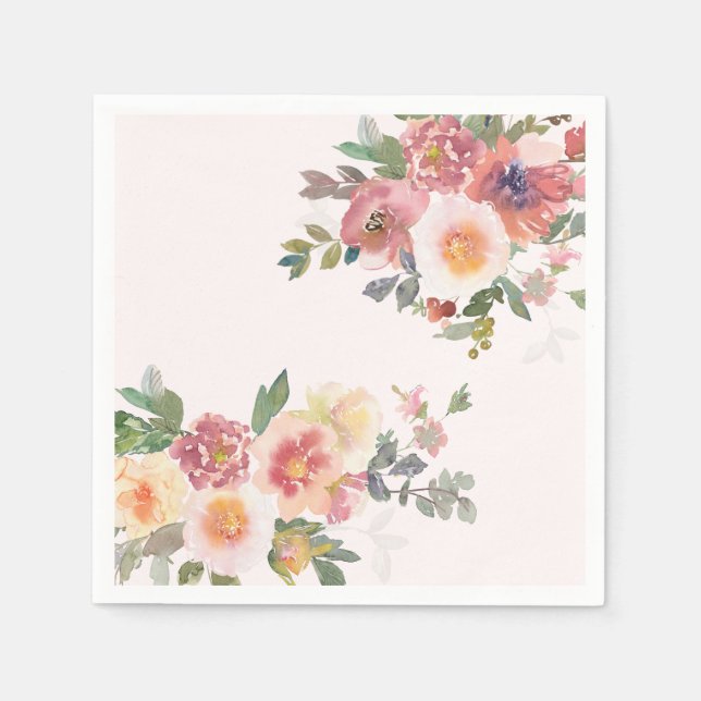 Elegante rosa Hochzeitsbrause Serviette (Vorderseite)