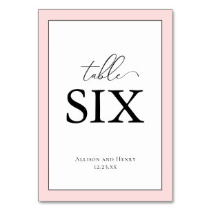 Elegante Rosa Hochzeitsempfehlung Tischnummer