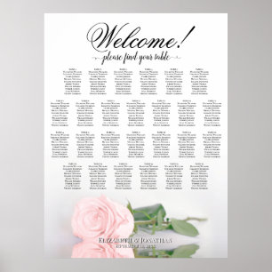 Elegante rosa Hochzeitstischplan für 26 Tische Poster